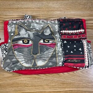 Laurel Burch Women Tote Bag Cotton Canvas Medium Folk Art Cat Aesthetic